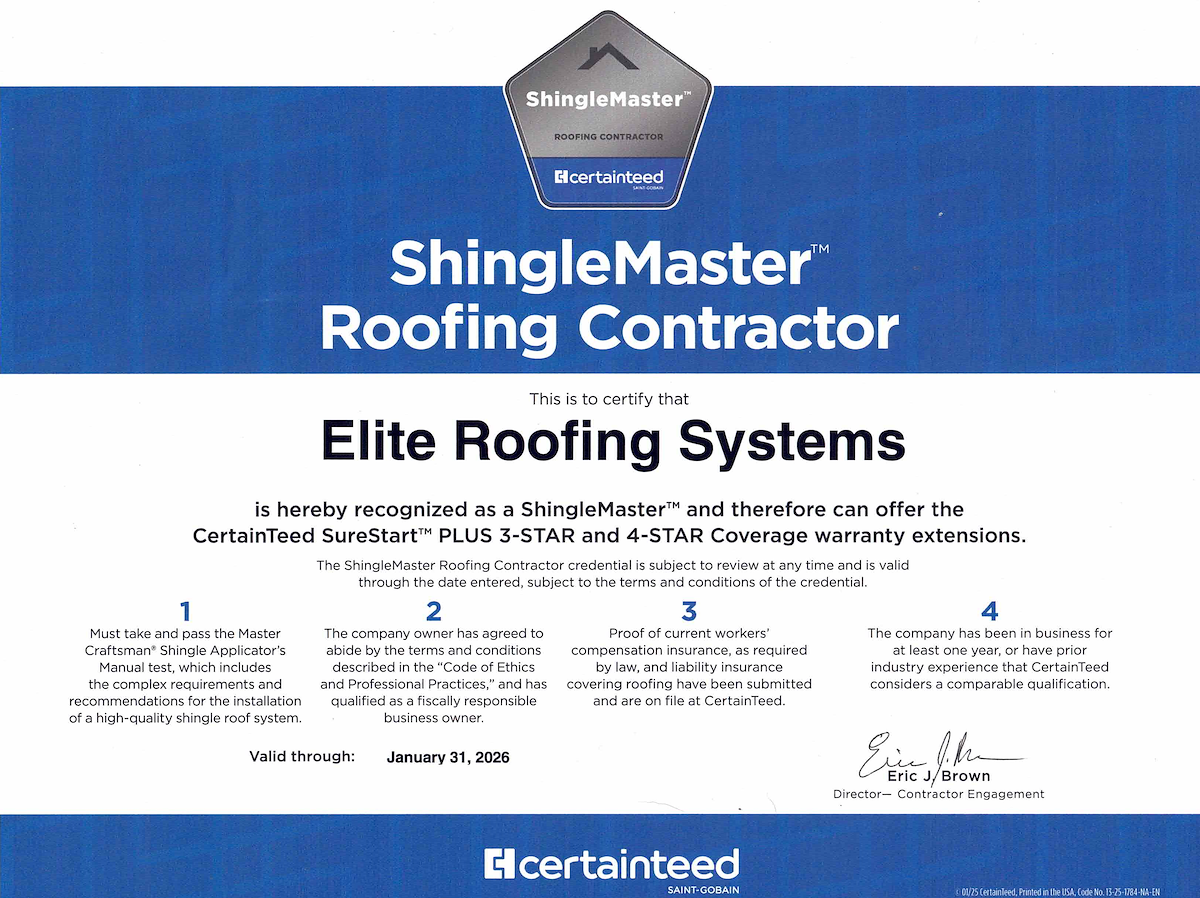 2025 shingle master certificate
